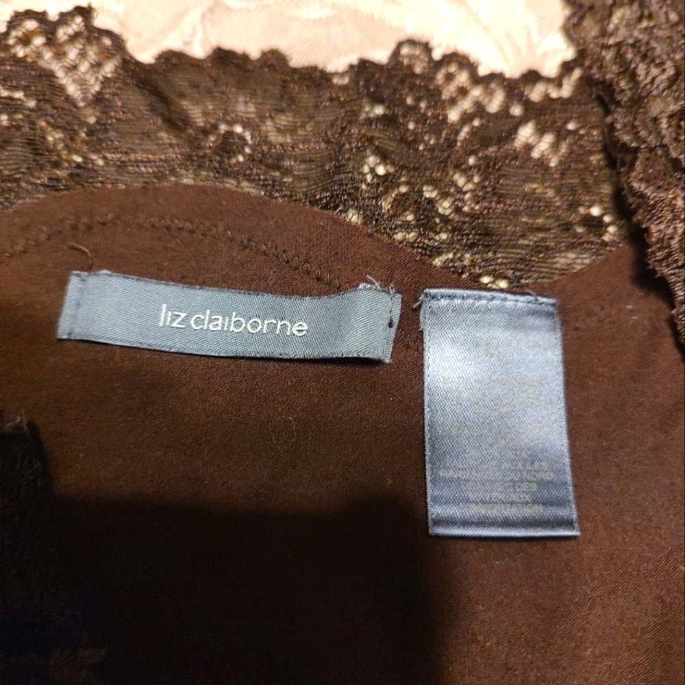 🔸🤎🔸Feminine Vintage Chocolate Brown Floral Lace Camisole Tank Top Blouse - M - Picture 14 of 16